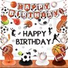 Sports Themed Birthday Party Decorations for Boys Sports Birthday Party Supplies Includes Birthday Banner Baseball Soccer Football Basketball Sports Table Honeycomb Centerpieces Hanging Swilrs