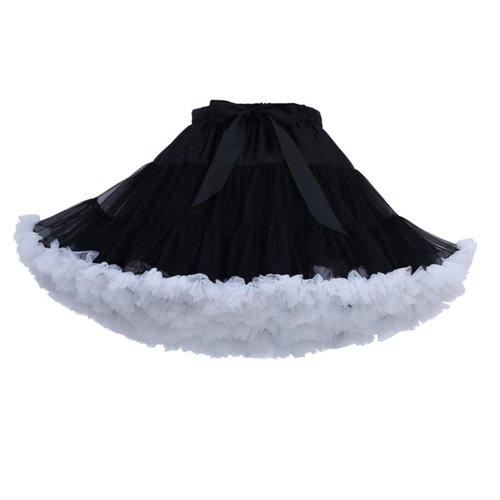 Honeystore Women's Puffy Tulle Skirt Chiffon Petticoat Tutu Princess Pettiskirts Black and White