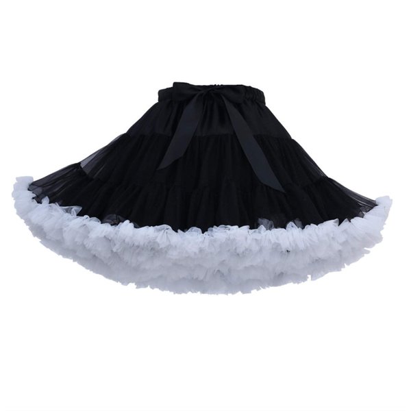 Honeystore Women's Puffy Tulle Skirt Chiffon Petticoat Tutu Princess Pettiskirts Black and White