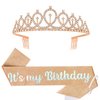 Araluky Birthday Crown and Sash for Women & Its My Birthday Sash Birthday Tiara for Women Birthday Crowns for Women Parties Favors