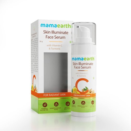 Mamaearth Vitamin C Skin Illuminate Face Serum | with Turmeric for Radiant Skin | Radiance Serum to Reduce Fine Lines & Wrinkles | No Paraben & Silicone | 1.01 Fl Oz/30ml