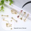 ZELORES 8 Pairs 14G Nipple Rings for Women Stainless Steel CZ Striaght Barbell Tongue Ring Nipple ring Set Butterfly Devil Heart Nipple Piercing Jewelry 16mm 5/8Inch (Gold)