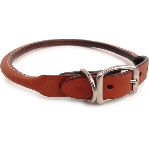 Auburn Leathercrafters Round Dog Collar Color: Tan, Size: 0.63" x 16"