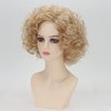 TISHINING Short Blonde Curly Wigs for White Women with Bangs Full Bouncy Curly Mixed Blonde Synthetic Short Hair Wigs for Women Natural Looking Heat Hair Replacemnet Wig