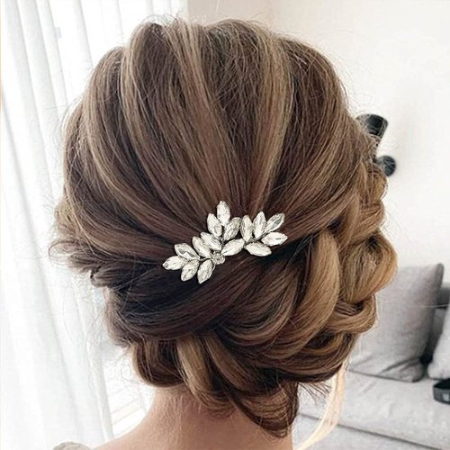 Catery Crystal Bride Wedding Hair Comb Hair Accessories with Rhinestone Bridal Side Combs for Women and Girls (A-SILVER)
