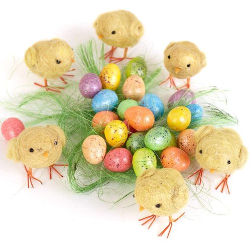 Factory Direct Craft Baby Chicks with Pastel Easter Eggs