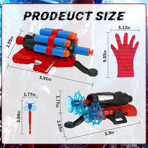 Wiifyly Spider Web Gloves Shooters Costume Toy for Kids Girl Boys Cosplay Launcher Action Figure (2)