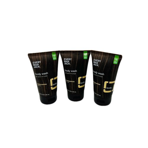 Every Man Jack Sandalwood Body Wash, Travel Size 2.0 Fl Oz (3)