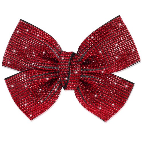 AHONEY Hair Clip, Red Rhinestone Bow for Women - Hair Bling Glitter Hair Clips, Sparkly Barrettes for Women Girls - Holiday Hair Accessories - Valentines