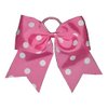 NEW "POLKA-DOT Light Pink" Cheer Bow Pony Tail 7 Inch Girls Hair Cheerleading Practice Football Games Dance Uniform Hairbow Breast Cancer Awareness Pink Out Game Grosgrain Ribbon