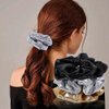 12 Pcs Faux Leather Jacket Cheer Hair Scrunchies For Thick Hair School Performance Scrunchy Sports Ponytail Holder Wrist for Girls Cosplay Show (Gold)