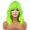 PATTNIUM Lime Green Wig Short Wavy Wig Fluorescent Green Wig for Women Girls Green Wig Bangs Synthetic Wig with Wig Cap (Lime Green)