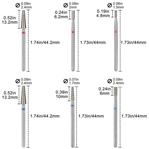 HINZIC 6PCS 3/32” Cuticle Nail Drill Bit Silver Safety Professional Diamond Nail Drill Bits Manicure for Nail Polishing Cleaner Cuticle Remover Nail Prepare Supplies Tool for Nail Techs
