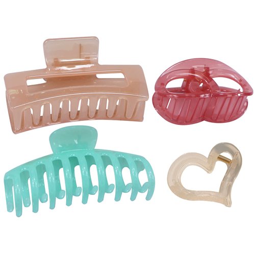 Big Hair Claw Clips for Women, 4 Pack Nonslip Jelly color Assorted Hair Clips Strong Hold Thin Thick Curly Long Short Hair, Gifts for Women Girls - Style D