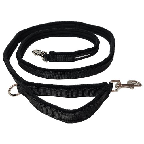 ActiveDogs Luxury Fleece Crossbody Dog Leash 6.5ft - Comfortable Hands Free Dog Leash with Adjustable Length, Durable Black Nylon & Built-in Handle - Wearable No Hands Dog Leash, Black