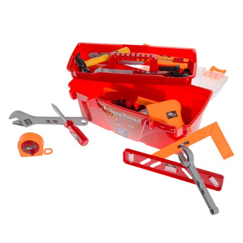 40-Piece Toy Tool Box Set-Pretend Play Construction Handyman Set for Boys and Girls-Includes Hammer, Screwdrivers, Drill, Bolts and More by Hey! Play! , Orange
