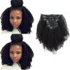 ABH AMAZINGBEAUTY HAIR Afro Coily Clip in Hair Extensions Real Human Hair 4B and 4C Double Wefts Remy Coily Clip ins for African Americans 120 Grams 7pcs 17 Clips, #1B Natural Black 18 Inch