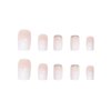 Kamize Short Square Press on Nails Gradient Fake Nails with Rhinestones Full Cover Acrylic Nude False Nails for Women and Girls 24PCS