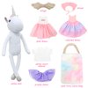 PLYFOU Unicorns Doll Stuffed Animal Toys for Girls - Soft Unicorns Toys - 8 Pieces with Wings, Shawl, Dresses & Tote Bag - Birthday Gift for Girls 3-7