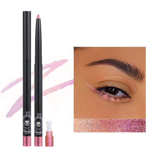 Erinde Multichrome Gel Eyeliner Pencil, Glitter Metallic Intense Color Shifting Colorful Eye Liner Eyeshadow Makeup, Long-Lasting, Smudge-proof, Waterproof, Pink Shifting Gel Liner, 02#