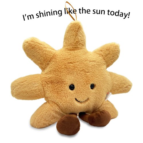 JoyAmigo Plush Sun Pillow Smiley/Sad Face Throw Pillow - Soft Yellow Sunshine Plushie Stuffed Animal Cuddly Sun Cushion for Room, Nursery Decor and Birthday for All Ages 14"