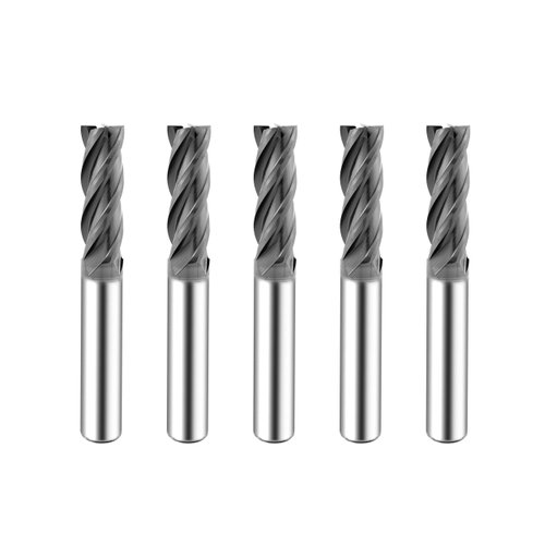 SPEED TIGER Micrograin Carbide Square End Mill - 4 Flute - ISE1/4"4T (5 Pieces, 1/4") - for Milling Alloy Steels, Hardened Steel, Metal & More – Mill Bits Sets for DIYers & Professionals