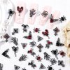 32Pcs Halloween Nail Charms 3D Alloy Nail Art Charms 3D Black Red Rhinestones Nail Supplies Skeleton Star Heart Spider Bat Devil's Eye Cross Design for Manicure Craft DIY Nail Art Decorations 16Styles
