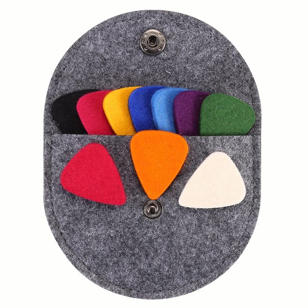 Felt Ukulele Picks,10 Piece Felt Heart Shape Pick for Ukulele Guitar Bass with pick holder case (Multiple colors 10 PCS)