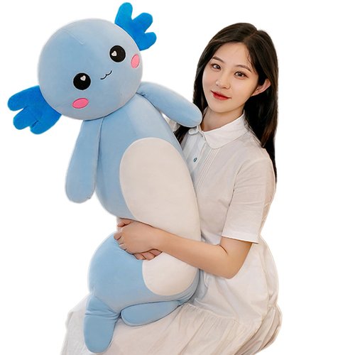 Somao Long Axolotl Plush Pillow, Cute Axolotl Stuffed Animal Body Plush Soft Plushies Doll Toy for Girls Boys(65cm/25.5inch,Blue)
