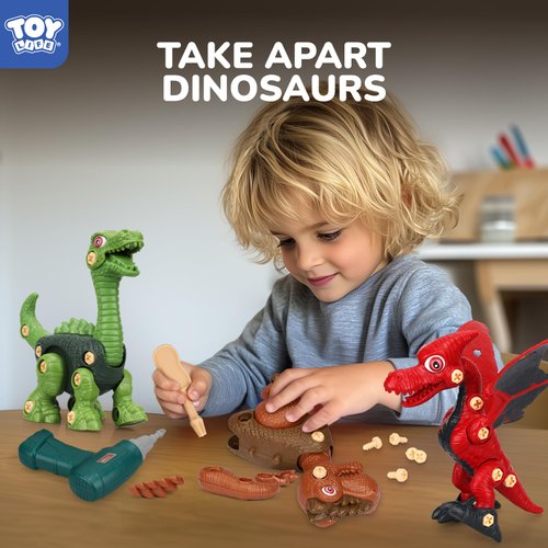 TOY Life 3-Pack Take Apart Dinosaur Toys for Kids 3 5 7 Kids Dinosaur Toys with Electric Drill Dinosaur Birthday Gifts Take Apart Toys for Boys Building Toys for Kids Ages 4-8 Stem Toys Tool Set