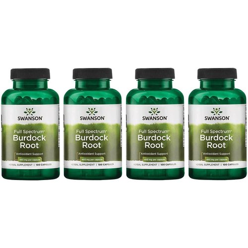 Swanson Burdock Root Kidney '&' Liver Support - Detox Skin Helps Remove Toxins From The Body - Support Well Being And Healthy Immune System - Herbal Antioxidant Supplement (460 mg 100 Capsules) 4 Pack