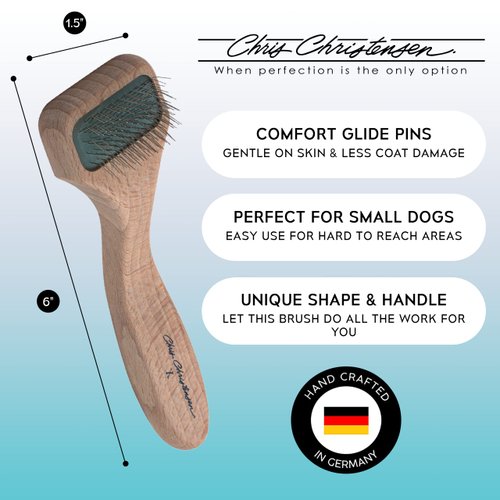 Chris Christensen Mark X Slicker Brush, Groom Like a Professinal, Stainless Steel Pins, Lightweight Beech Wood Body, Ground and Polished Tips, Tiny