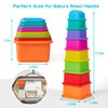 AMCHSURI Stacking Cups Toy Set, Fun Educational Baby Toys, 13-PC Stackable Cups with Number Rainbow Nesting Cups & Bath Boats Bath Toy for Babies 6-12 Months Stacking Cups for Toddlers 1-3