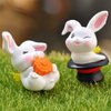 Yeooyoor Animals Toys Statues，6pcs Mini Rabbit Doll Toy Realistic Plastic Hand-Painted Toys Set,Cake Top Hat Children Birthday Gift Party Supplies Educational Bunny Toy