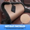 2Pack Car Front Seat Cushion, Soft Warm Faux Rabbit Fur Winter Auto Seat Cover, Fluffy Plush Vehicle Seat Protector Pad with Non-Slip Backing, Car Accessories for Home and Office Chair (Black)
