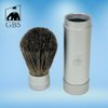 G.B.S 5.5in Silver Metal Canister Portable Badger Hair Shaving Brush for Men, Travel Friendly
