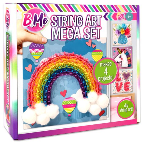 Creative Kids String Art Kit for Kids Age 6+ | 4 Fun Projects in 1 String Art Craft Kit Flower, Heart, Rainbow & Unicorn | String Art Kids Birthday Gifts for Girls & Boys