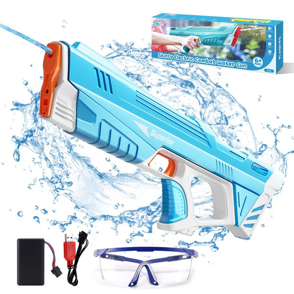 Skirfy Electric Water Gun,Auto Suction Water Guns for Adults&Kids,Squirt Guns 39 Ft Range,Battery Powered Squirt Gun,Automatic Water Gun,Water Blaster,Pool Beach Outdoor Party Toys for Kids Ages 8-12