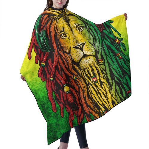 ONE TO PROMISE Lion Barber Cape Jamaican Flag Reggae Rasta Lion Red Yellow Green Black Hair Cut Salon Cape,Hair Stylist Hairdresser Styling Cape,Waterproof Haircut Apron Cover up for Adults,55"X66"