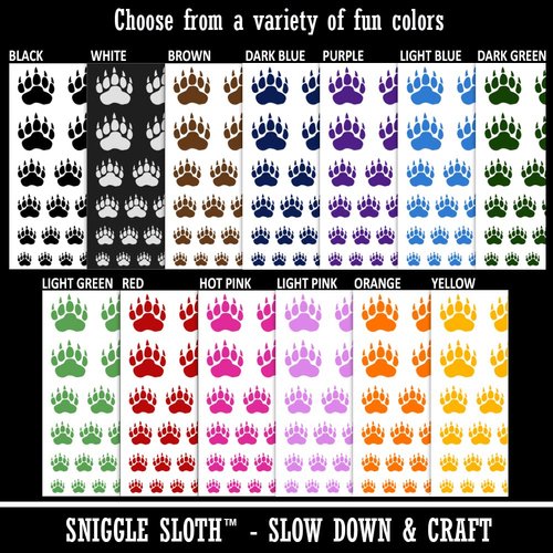 Grizzly Bear Claw Paw Temporary Tattoo Water Resistant Fake Body Art Set Collection - Black (One Sheet)