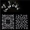 WOKOTO 30pcs White Adhesive 3d Nail Stickers Flower Nail Art Decoration Accessory With 1 Pcs Anti-Static Tweezers And 5 Pcs Wood Nail Art Stick Cuticle Pusher