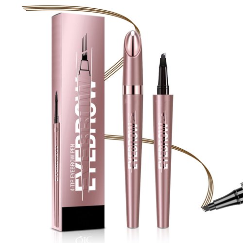 BLVB Eyebrow Tattoo Pencil 4 Fork Tip, 2024 New 3D Microblading Waterproof Eyebrow Pencil, Natural Makeup Fine Stroke Magic Eyebrow Pencil with 4 Micro-Fork Tip for Women (Deep Coffee)
