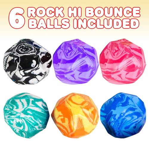 ArtCreativity Rock High Bounce Balls, Set of 6 Bouncing Balls for Kids, Outdoor Toys for Encouraging Active Play, Party Favors and Pinata Stuffers for Boys and Girls