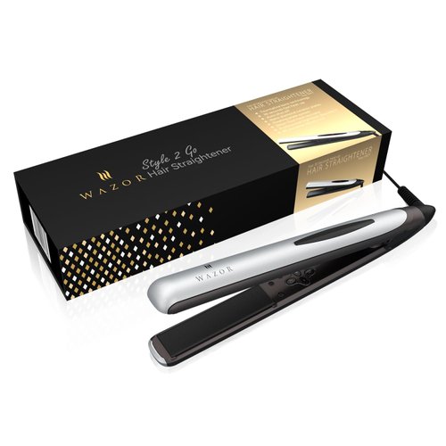 2 in 1 Flat Iron Professional Ceramic Hair Straightening Iron Instant Heat Up Automatic Shut Off and Digital LED Display Sliver White