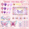 138PCS Butterfly Birthday Decorations for Girls, Butterfly Party Supplies Include Balloon Arch Butterfly Backdrop Foil Balloon 3D Butterfly Wall Decors Tablecloth Cake Topper Tassle