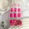 Hot Pink Press on Nails Short Square Fake Nails Full Cover False Nails with Design Bling Glitter Swirl Glossy Glue on Nails Shiny Acrylic Stick on Nails Reusable Artificial Nails for Women Manicure