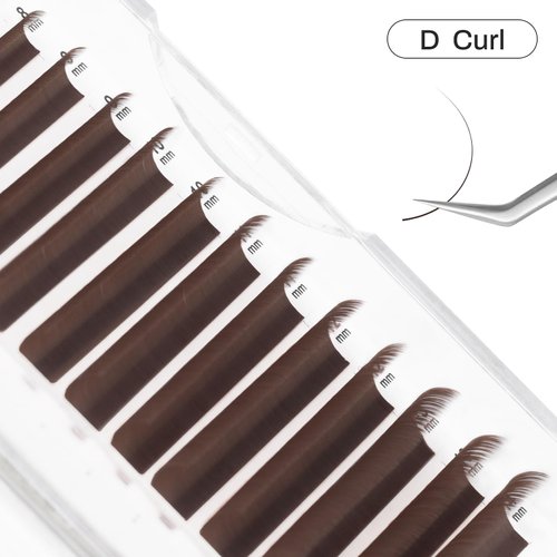 NATUHANA Colored Eyelash Extensions 0.07mm D Curl 8-14mm Mixed Tray Color Lash Supplies Individual Classic Colorful Lash Extensions Dark Brown Volume Lash Extensions (Caramel;0.07 D, 8-14 MIX)
