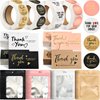 Leelosp 2280 Pcs Thank You Cards and Stickers Set Small Business Packaging Supplies Easter Gift Thank You for Supporting My Small Business Sticker Resealable Bag Card(Black, White, Gold, Pink)