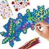 WorldBazaar Christmas Snowflake Scratch Crafts for Kids 32 Sets Winter Scratch Art Christmas Rainbow Hanging Ornaments Christmas Party Favors Gifts Holiday Activities