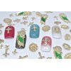 LIFOOST 3D Cross Nail Rhinestones Charms San Judas Tadeo Virgin Mary Nail Charms for Acrylic Nails 24 Pcs Gold Nail Art Jewels Accessories Metal Shiny Alloy Crystals Gems DIY Supplies Decorations Set